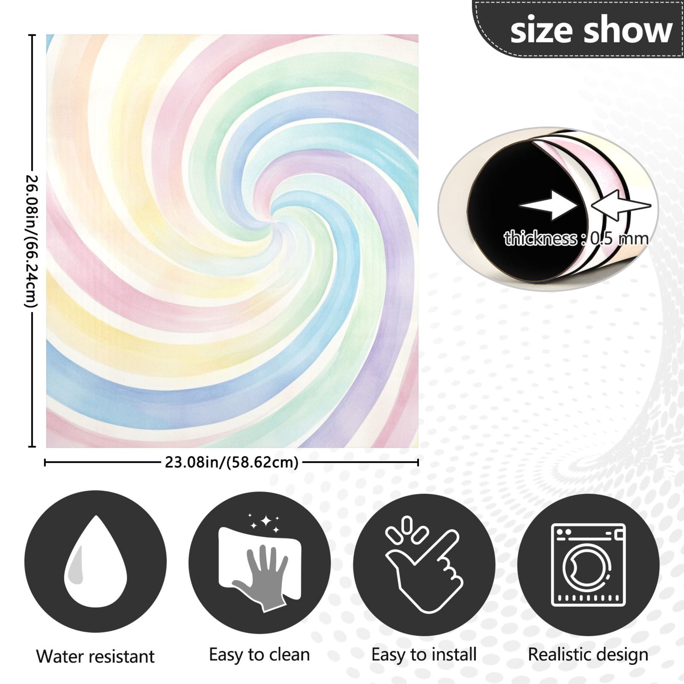 Dishwasher Magnetic Sticker 23x26 Inch Refrigerator Magnetic Sticker Washing Machine Magnetic Sticker Kitchen Panel Magnetic Sticker Home Decor Cute Color Swirl