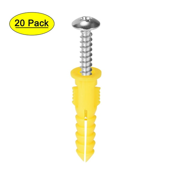 6x30mm Expansion Pipe with Screws Plastic Yellow 20 Pack