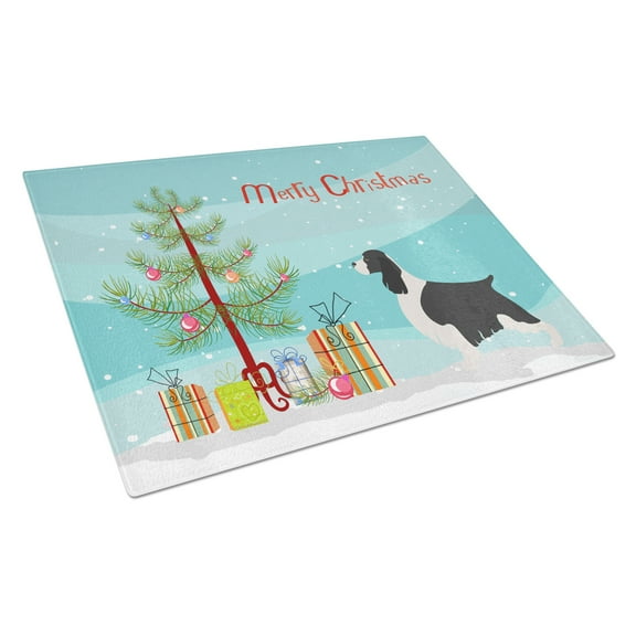 Caroline's Treasures English Springer Spaniel Christmas Glass Cutting Board Large