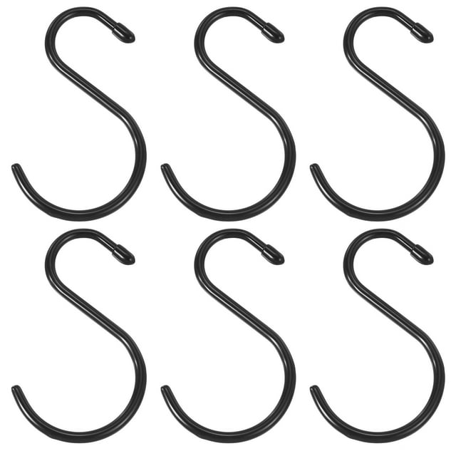 Unique Bargains 4' S Shaped Hooks, 6 Pack Multipurpose S Hanging Hooks, Black