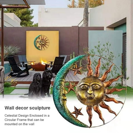 Decoration Crafts Anti-rust Fence Balcony Metal Wall Art Sun Moon Outdoor Indoor