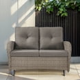 thumbnail image 4 of POCASSY 49.5 Inch Width Outdoor Glider Loveseat, All Weather Wicker Rattan Patio Glider Love Seat for Porch Deck Garden, Blue, 4 of 9