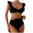 thumbnail image 2 of Trajes de baño Amzcrzy Tankini para mujer, trajes de baño, trajes de baño, bikini con control de abdomen para mujer, traje de baño de bikini con tirantes sin espalda de color sólido, negro, M, 2 of 8