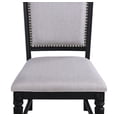 thumbnail image 5 of Dark Brown Wood Dining Chairs (Set of 2) - Gray Fabric Upholstery, Traditional Style, 21.5"W x 43"H, for Dining Room. Carved Back &amp; Legs., 5 of 8