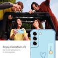 thumbnail image 4 of Samsung Galaxy S22 Case, Galaxy S22 Phone Case Love Heart Cute Case with Wristband Kickstand Holder Soft TPU Plating Bumper Protective Slim Shockproof Phone Case Cover for Girls Women, Blue, 4 of 16