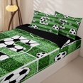 thumbnail image 3 of Homewish Initial Alphabet E Zipper Full Size Comforter Sets with Fitted Sheet and 2 Pillowcases,Football Sport Theme Kids Zipper Bedding Set For Soccer Gamer,Black Reversible,4 Pieces, 3 of 7