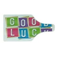 thumbnail image 2 of Going Away Party Cutting Board, Colorful Vibrant Blocks with Letters Saying Luck Modern Art Print, Decorative Tempered Glass Cutting and Serving Board, Wine Bottle Shape, Multicolor, by Ambesonne, 2 of 5