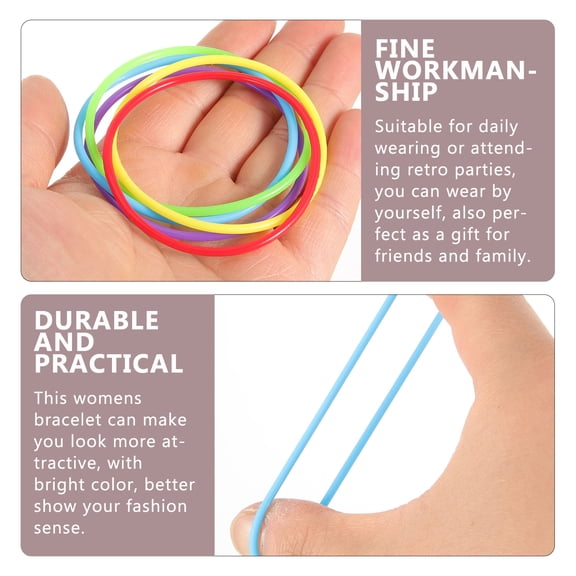 Toyvian Silicone Jelly Bracelets Assorted Color 80S Accessories Minimalist Style