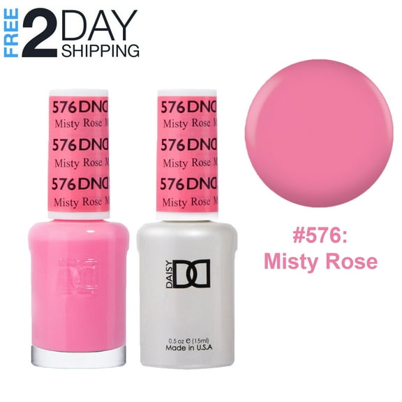 DND Gel Nail Polish & Nail Lacquer Set Soak Off Duo Set - #576 Misty Rose, 0.5 oz