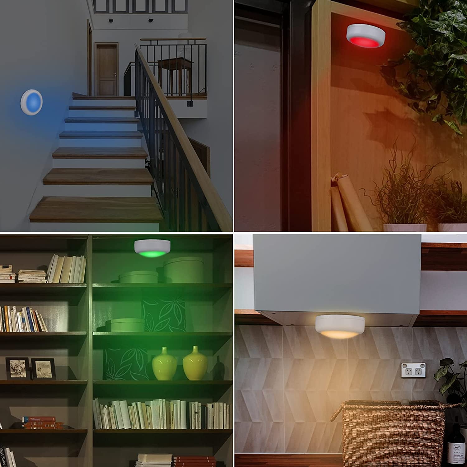 JJEAN-Puck Lights, 13 Colors Changeable LED Puck Lightings, Battery Powered Dimmable Under Cabinet Lights, Battery Operated Lights with 1 Remote Controls for Kitchen(3 Pack)