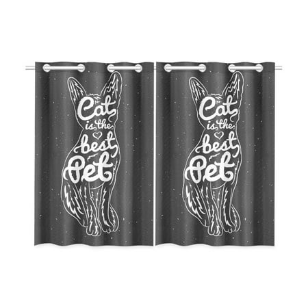 MYPOP Cat is the Best Pet Contrast White and Black Window Curtain Kitchen Curtain 26x39 inches (Two