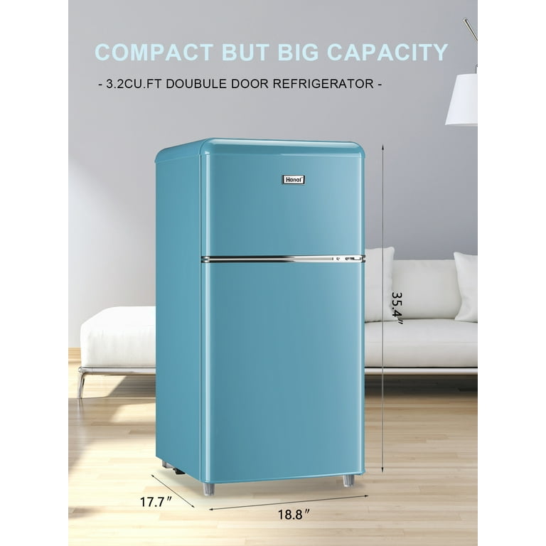 Galanz 3.1-cu ft retro dual door refrigerator 3.1-cu ft Standard-depth  Freestanding Mini Fridge Freezer Compartment (Bebop Blue) ENERGY STAR at