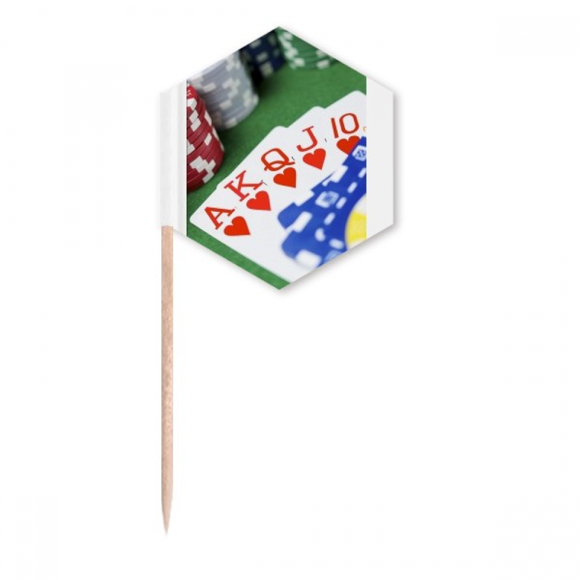Flush Hearts Gambling Poker Photo Toothpick Flags Cupcake Picks Party Celebration
