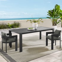 Modway Tahoe Rectangular Outdoor Patio Aluminum Dining Table in Gray