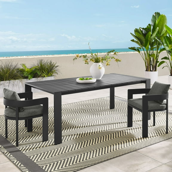 Modway Tahoe Rectangular Outdoor Patio Aluminum Dining Table in Gray
