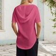 thumbnail image 5 of Lenpel Hoodies for Women Trendy Summer Short Sleeve V Neck Curved Hem Pullover Tunic Tops Loose Casual Blouses, 5 of 6
