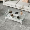 thumbnail image 6 of Maritcute Glass Top Coffee Table with Wooden Storage Shelf and Metal Legs - Central Table for Home, Apartment, Dormitory, 6 of 9