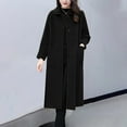 thumbnail image 3 of HTNBO Women's Trench Coats, Long Retro Single Breasted Winter Outwear Classic Lapel Overcoat Solid Outerwear, 3 of 5