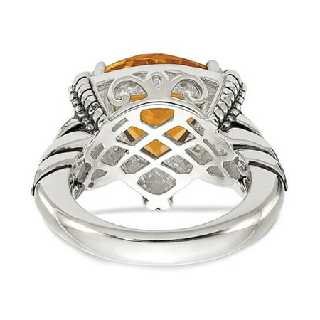 4 30 Carat Ctw Trillion Cut Citrine Ring In Sterling Silver With 4 30 Carat Ctw Trillion Cut Citrine