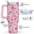 thumbnail image 3 of 40oz Cute Red Strawberry Stainless Steel Flip Straw Tumbler Spill Proof Travel Cup Double Wall Vacuum Insulated Coffee Mug with Top Handle, 3 of 6