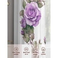 thumbnail image 6 of Purple Rose Sheer Curtains 72 Inch Length 2 Panels Set, Spring Flower Watercolor Modern Floral Leaf Voile Window Treatment Rod Pocket Curtains Sheers Drapes for Bedroom/Living Room/Kitchen 52"x72"x2, 6 of 7