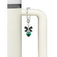 thumbnail image 3 of Delight Jewelry Green Crystal Heart - Silvertone Bow Charm Accessory for Tumblers and Thermal Cups, 3 of 4