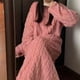 thumbnail image 3 of Qarigey Manténgase cómodo y a la moda, albornoz gigante para mujer, ropa de dormir cálida de invierno, pijamas para mujer, camisón Pijama azul XL(130CM), 3 of 6
