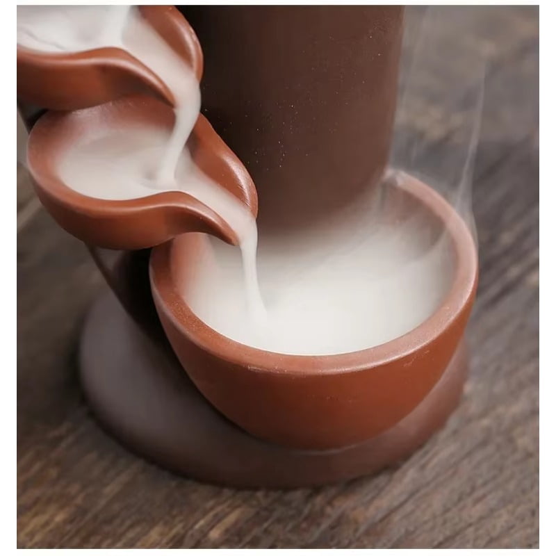 1pc,Handmade Torch Design Ceramics Waterfall Incense Burner Creative Home Decor Incense Holder Portable Ceramic Censer (Without Incense)