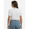 thumbnail image 7 of Women's Crew Neck Ribbed Fitted Shirt Basic Short Sleeves Summer T Shirt Tops, 7 of 7