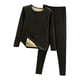 thumbnail image 1 of Minnieouse Conjunto de ropa interior térmica para mujer Clima frío Cómodo Terciopelo Calzoncillos largos Traje Color sólido Manga completa Ropa interior Negro 2XL, 1 of 6
