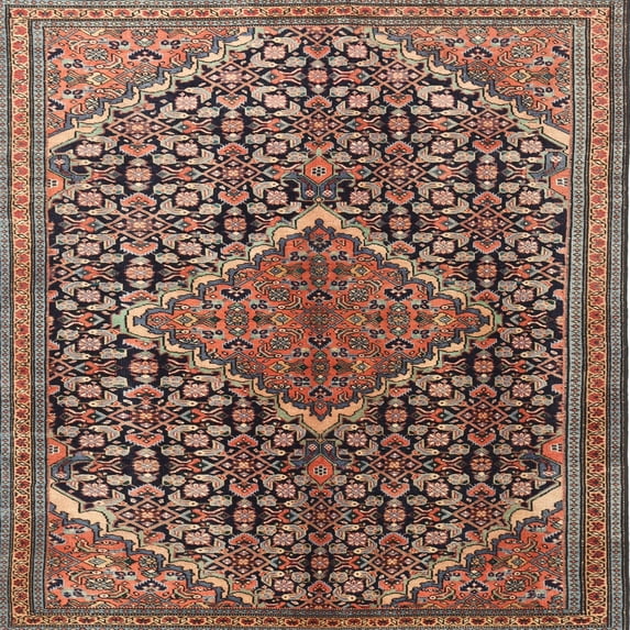 Ahgly Company Machine Washable Indoor Square Traditional Light Copper Gold Area Rugs, 5' Square