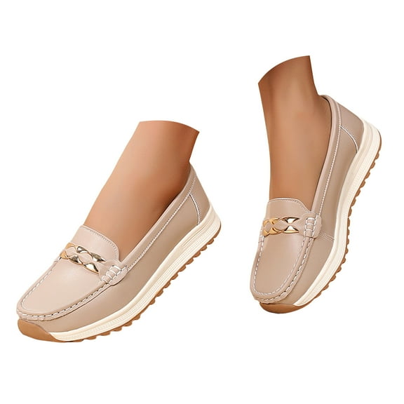 Mepaouo Women's Slip on Loafers Leather Casual Work Office Dressy Moccasins Ladies Walking Flats Shoes