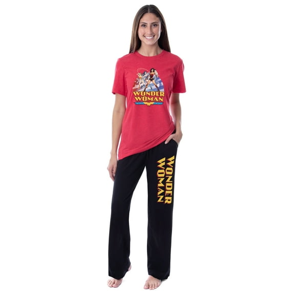 DC Womens' Wonder Woman Through The Ages Sleep Pajama Set Shirt and Pants
