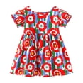 thumbnail image 1 of felwors Robe d'Été pour Filles, Encolure Carrée, Manches Courtes, Taille Croisée, Robe Trapèze Courte Décontractée, 1 of 5
