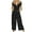 Noir, variante sur fartey Combinaisons en Coton et Lin pour Femmes, Couleur Unie, Boutonnées, Poches, Coupe Décontractée, Barboteuse à Col en V, Manches Courtes, Tenue d'Intérieur d'Été, Grenouillères