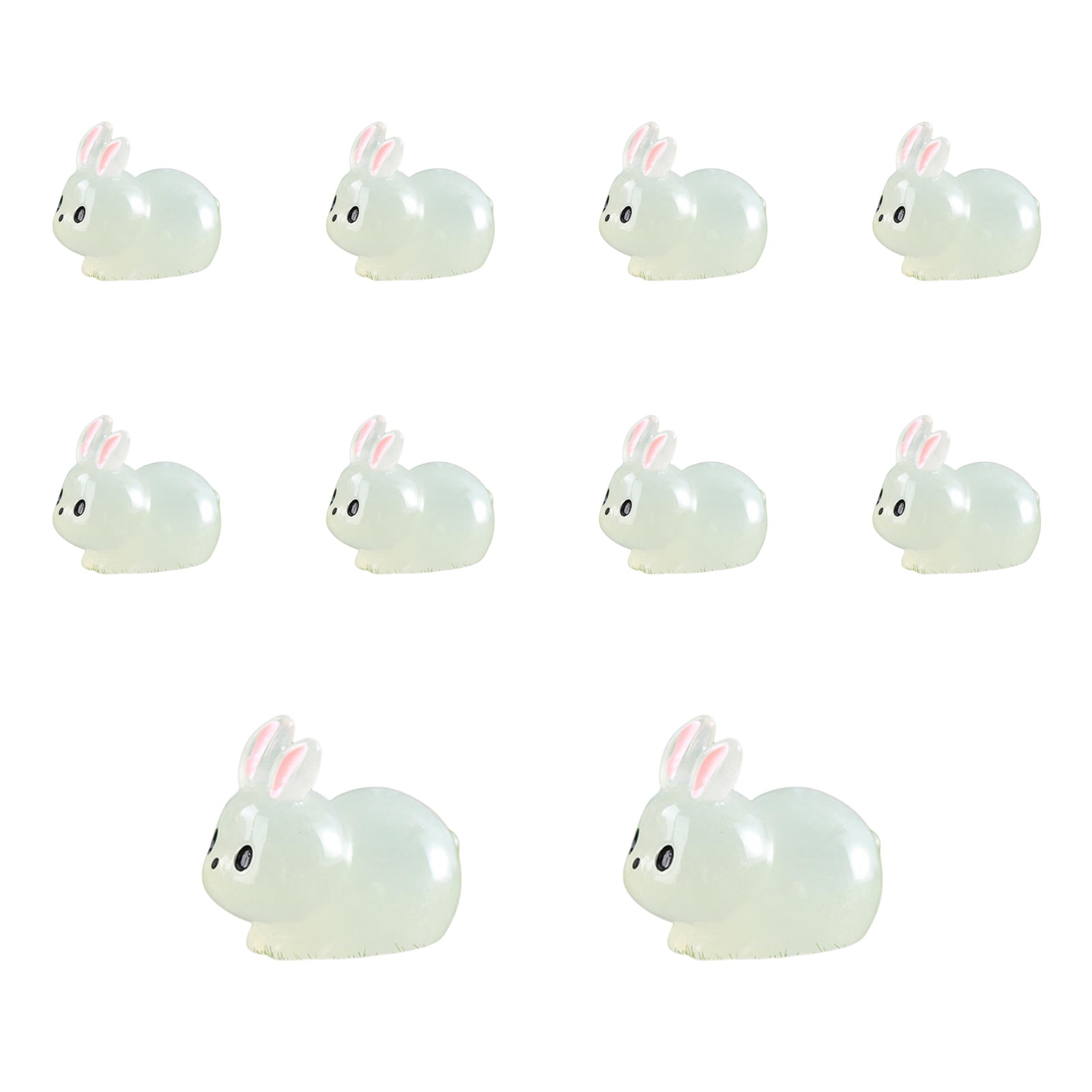 DISHAN 10Pcs/Set Rabbit Figurine Compact Resin Easter Luminous Bunny ...