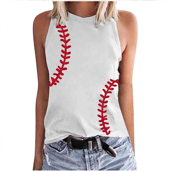 STETMN Women's Summer Baseball Tank Top Game Day Loose Tee Casual Crewneck Workout Camisole