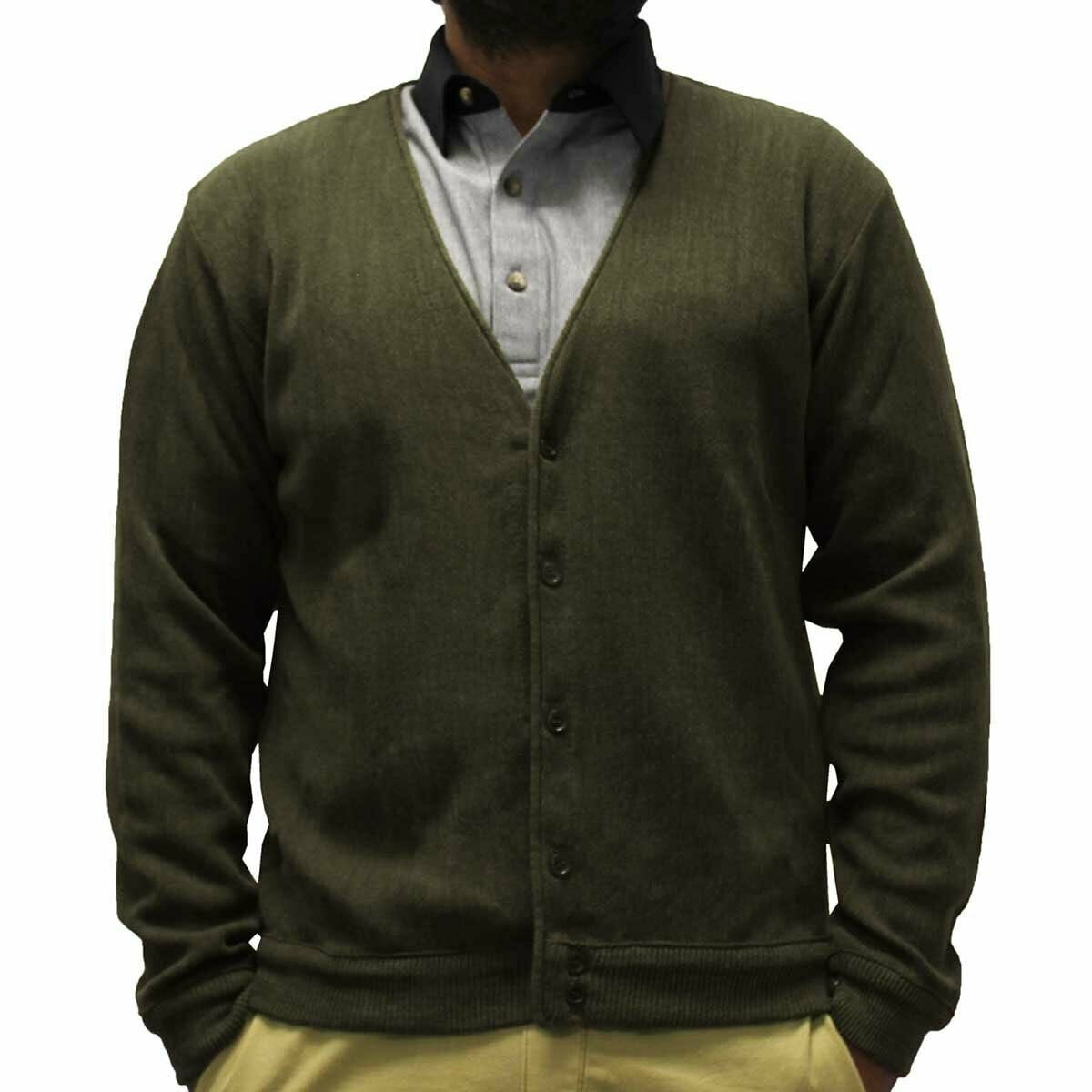 mens green cardigan sweater