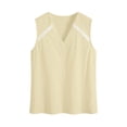 thumbnail image 6 of LEAVINGSUO Tank Tops for Women Solid Color V-Neck Sports Sleeveless Blouse Loose-fitting Openwork Lace Tops Beige XL, 6 of 6