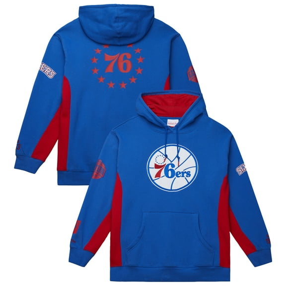 Men's Mitchell & Ness Royal Philadelphia 76ers Hardwood Classics Team Origins Fleece Pullover Hoodie
