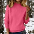 thumbnail image 2 of WTXUE Women's Half Turtleneck Long Sleeved Pullover Sweaters Loose Slimming Brushed Knitted Sweater Casual Trendy Pullover Tops Tunic Pullover Knit Tops Winter Clothes Hot Pink Xxl, 2 of 5