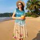 thumbnail image 4 of Balery Tropical Beach With Starfish Vestidos sueltos de manga corta para mujer, vestidos de verano 2025, vestidos casuales de corte A con vuelo., 4 of 6