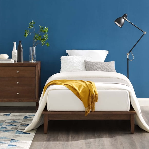 Modway Lodge Twin Mates Platform Bed in Walnut