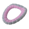 thumbnail image 2 of Soft Stretchable Washable Thicker Cloth Winter Toilet Seat Cover, Knitted O-Ring Design With Thick Plush For Warmth In Cold Winter, Gray & Pink 1Pc Home Bathroom Use, 2 of 4