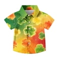 thumbnail image 4 of Boys St.Patrick's Day Shirt Clover Printed Short Sleeve Button Up Shirts Hawaiian Beach Casual Dress Shirts Size 2-10 Years, 4 of 6
