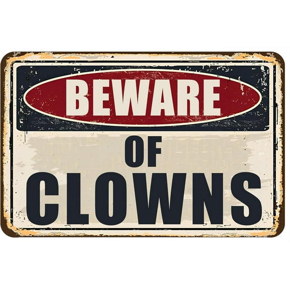 8 x 12 in Metal Tin Sign - Halloween Clown Decorations Creepy Stuff Scary Decor For Circus Yard Warning Signs Beware Of Clowns 12x8 Inches