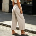 thumbnail image 5 of HomeDM Capris Pants for Women Wide Leg Pants with Pockets High Waisted Khaki Lounge Work Trousers Size L, 5 of 10