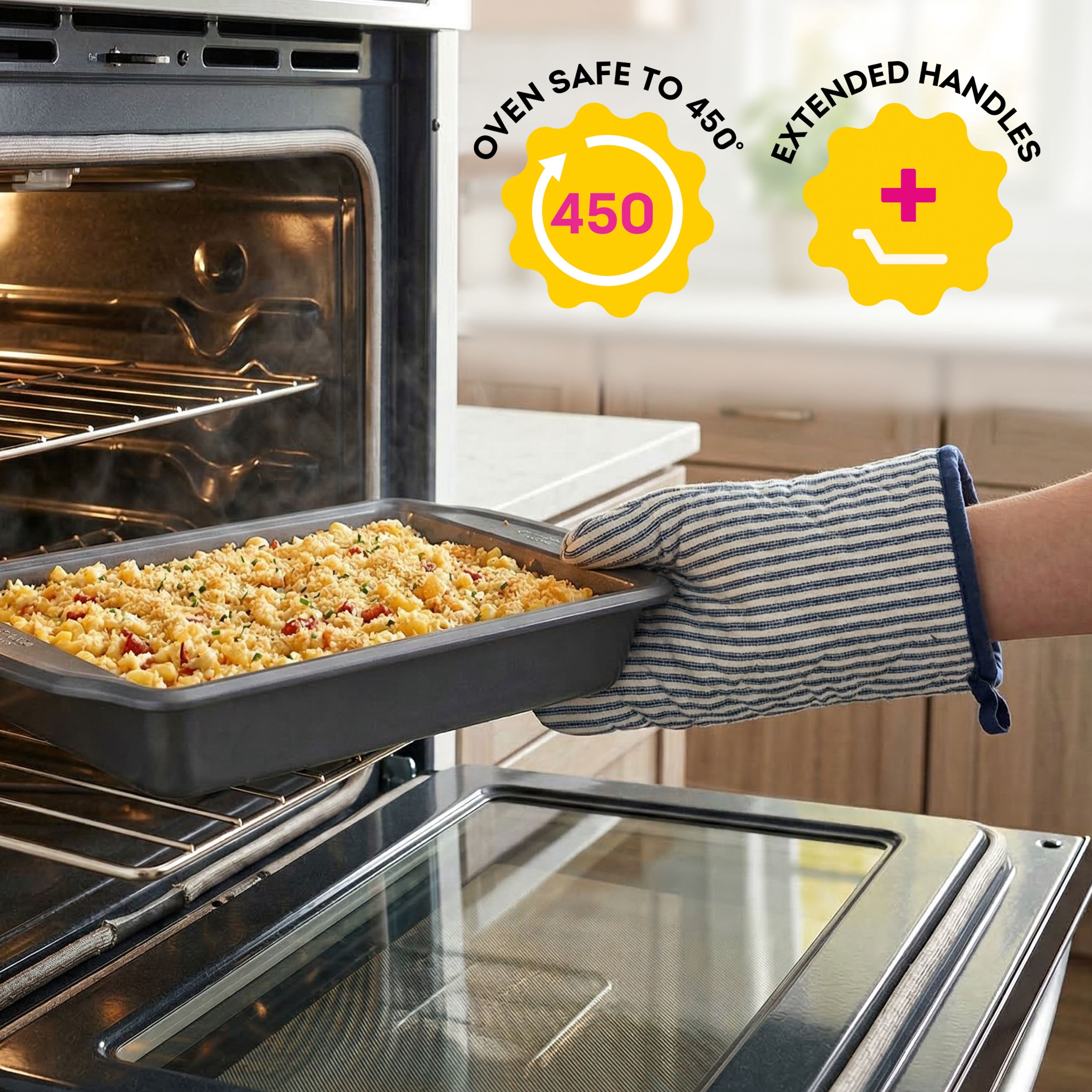 Wilton 5-Piece Premium Stackable Non-Stick Bakeware Set, Great Gift for Housewarming & Weddings, Includes 12-Cup Muffin Pan, Medium Baking Sheet, Loaf Pan, Square Pan & Oblong Pan