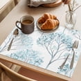 thumbnail image 3 of Turquoise Ombre Leaves Tree Placemats Set of 4 Teal Forest Vintage Place Mats Indoor Wipeable Table Mats Washable Cloth Dining Table Placemats for Kitchen Holiday Party Home Decor 13x19 Inch, 3 of 9