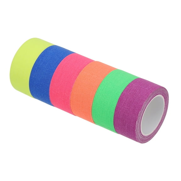 Uxcell 1 inch x 16.5 feet Neon Gaffer Cloth Tape, 6 Roll Fluorescent Adhesive Tape Black Light Glow Tape, Six Colors